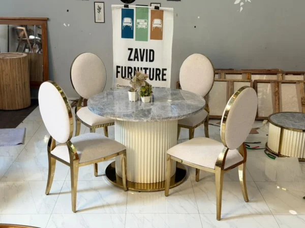 Jual Meja Makan Marmer Bulat Hermest Grey Mewah