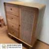Kabinet Kayu Jati Modern Kombinasi Rotan