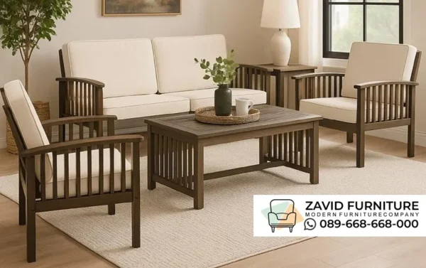 Kursi Sofa Tamu Jati Minimalis Walnut