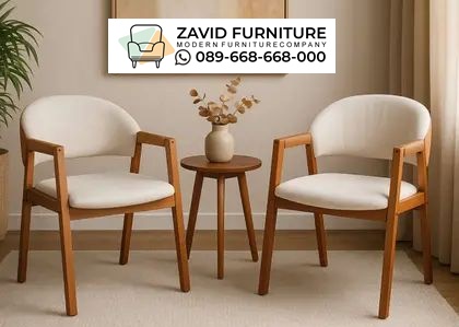 Kursi Teras Kayu Jati Cushion Putih