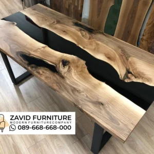 Meja Resin Black Industrial Live Edge