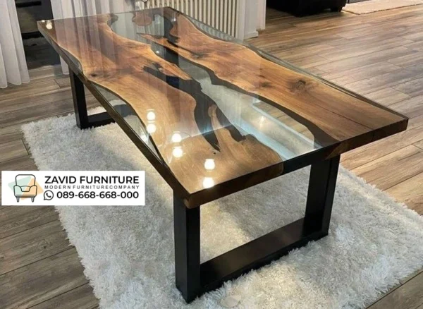 Meja Resin Desain Artistik Kaki Industrial