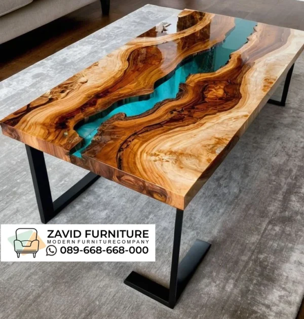 Meja Resin Kayu Solid Blue Epoxy Meja Resin Kayu Solid Blue Epoxy