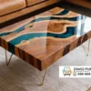 Meja Resin Kayu Solid Blue Ocean