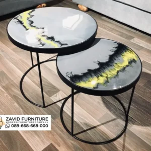 Meja Tamu Industrial Resin Art Abstrak Meja Tamu Industrial Resin Art Abstrak