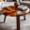 Meja Tamu Kayu Solid Resin Bulat Meja Tamu Kayu Solid Resin Bulat