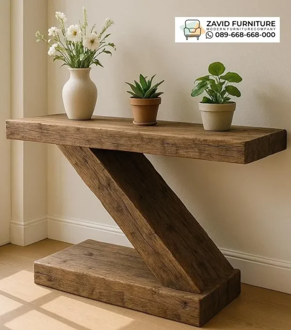 Model Meja Konsul Kayu Jati Z Shape