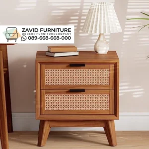Nakas Night Stand Jati Minimalis Rotan