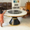 d Meja Makan Marmer Bulat dengan Lazy Susan (Putaran Tengah)