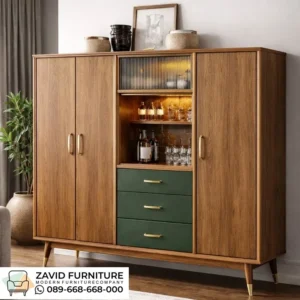 Kabinet Bar Industrial Jati Minimalis Modern
