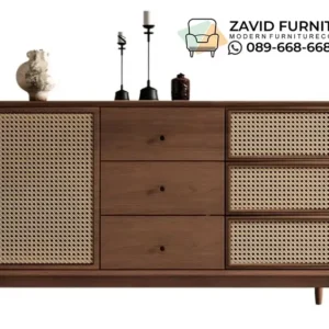 Kabinet Credenza Jati Premium Rotan