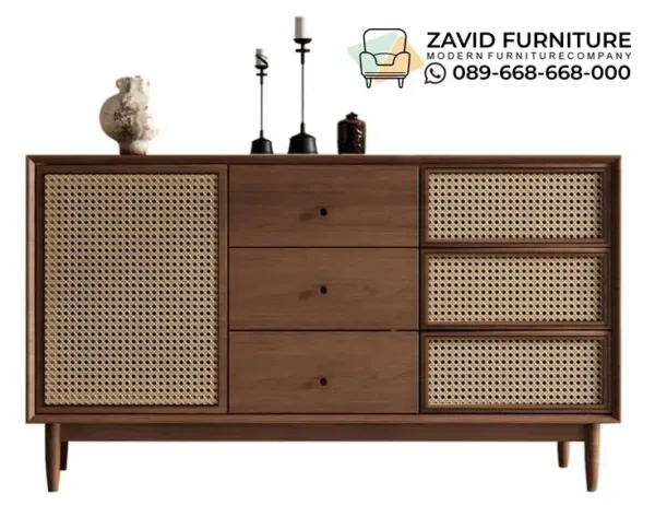 Kabinet Credenza Jati Premium Rotan