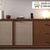 Kabinet Kayu Minimalis Kombinasi Rotan
