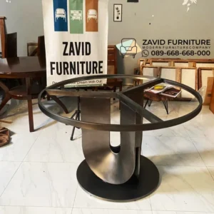 Kaki Meja Bulat Stainless Hairline Black Doff