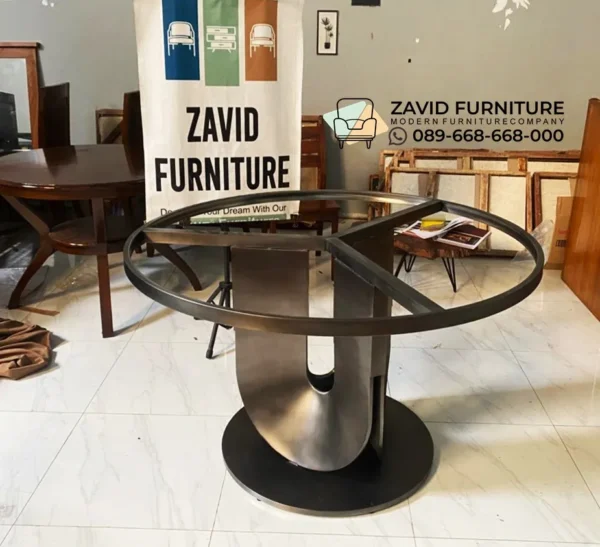 Kaki Meja Bulat Stainless Hairline Black Doff