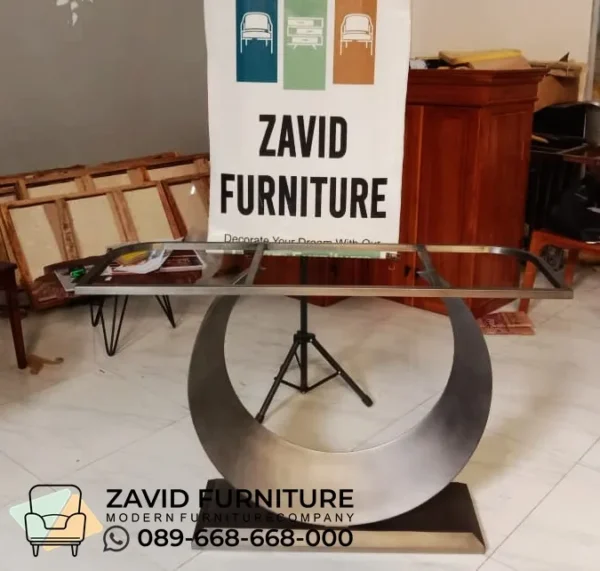 Kaki Meja Konsul Stainless Hairline Black Doff