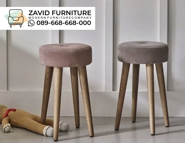 Kursi Stool Bar Rendah Skandinavia Bulat