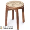 Kursi Stool Kayu Jati Anyaman Rotan