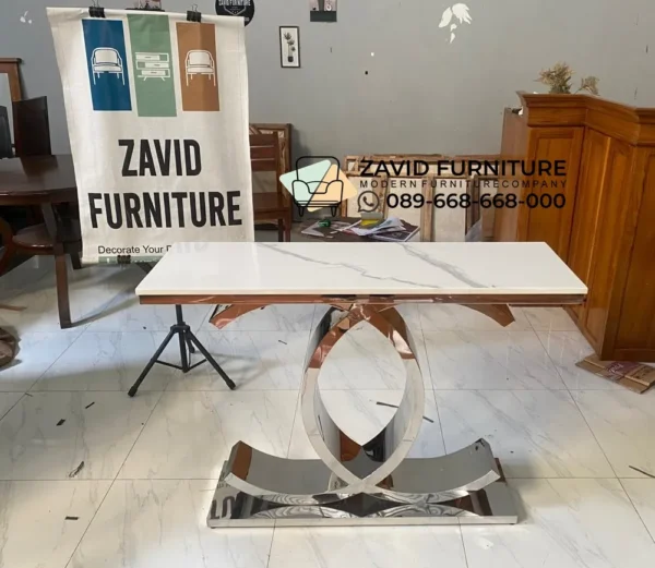 Meja Konsol Marmer Stainless Glossy Minimalis Elegan