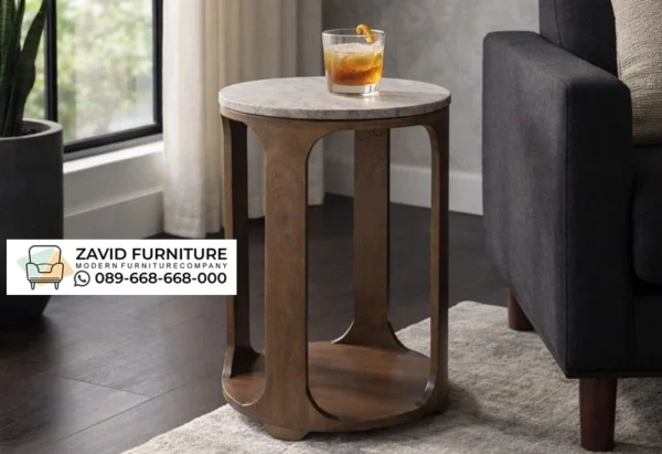 Meja Sudut Bulat Modern Minimalis