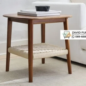 Meja Sudut Minimalis Aksen Anyaman