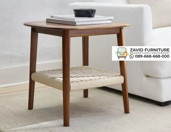 Meja Sudut Minimalis Aksen Anyaman Meja Sudut Minimalis Aksen Anyaman