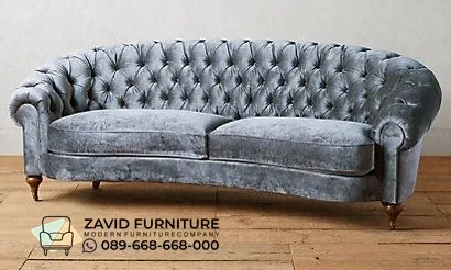 Sofa Tifted Bludru Warna Blue