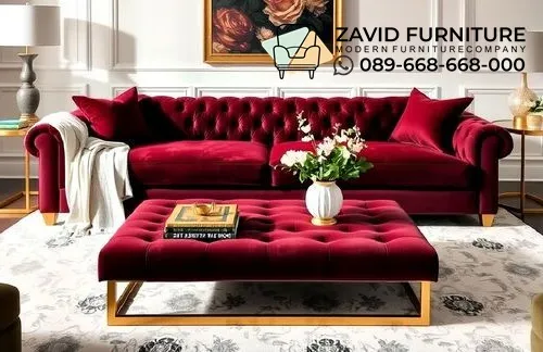 Sofa Tufted Maroon Elegan