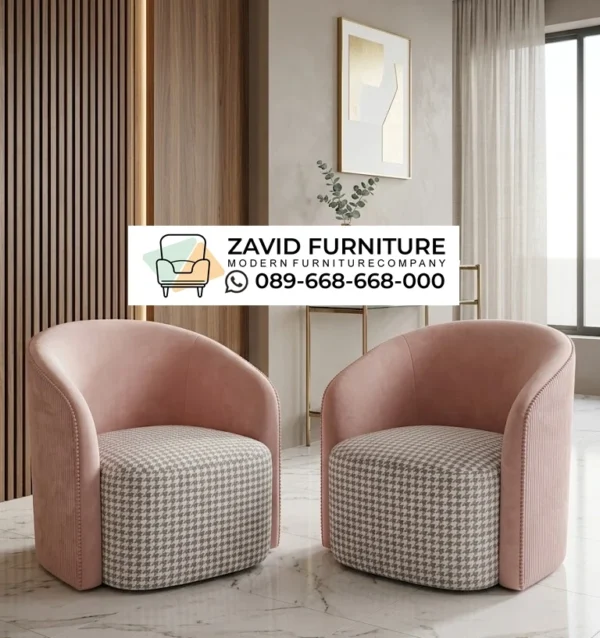 Kursi Cafe Tub Houndstooth Pink Kursi Cafe Tub Houndstooth Pink