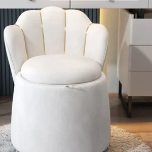 Kursi Stool KerangVelvet White Terbaru Kursi Stool Kerang Velvet White