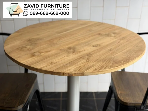 Meja Cafe Kayu Jati Kombinasi Kayu Bulat