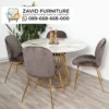 Meja Makan Marmer Bulat Kaki Stainless