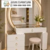 Meja Rias Cermin Bulat Double Ring Gold Meja Rias Cermin Bulat Double Ring Gold