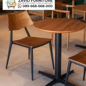 Set Kursi Cafe Dudukan Kayu Kaki Besi