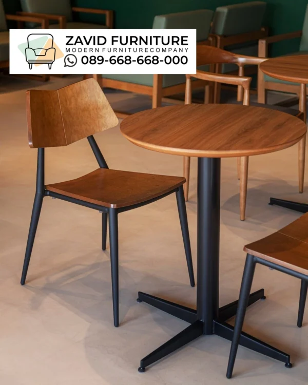 Set Kursi Cafe Dudukan Kayu Kaki Besi Set Kursi Cafe Dudukan Kayu Kaki Besi