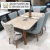 Set Meja Makan Marmer Kaki Kayu Jati