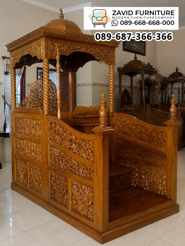 Mimbar Masjid Pontianak Ukiran Klasik Premium Mimbar Masjid Pontianak Ukiran Klasik Premium