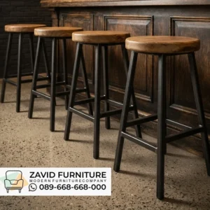 KURSI BAR KAKI BESI zavid Jual Kursi Bar Industrial Malang Kayu Jati Kombinasi Besi yang Elegan