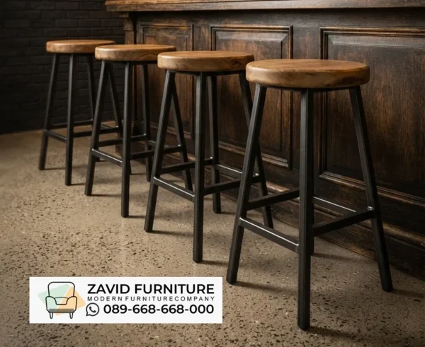 KURSI BAR KAKI BESI zavid Jual Kursi Bar Industrial Malang Kayu Jati Kombinasi Besi yang Elegan