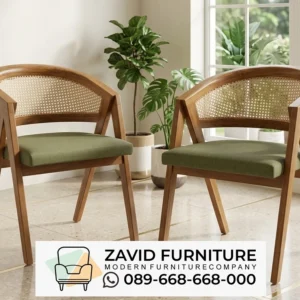 KURSI CAFE ZAVID Kursi Makan Kayu Jati Pekalongan Minimalis Kombinasi Rotan & Dudukan Busa