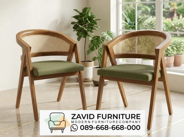 KURSI CAFE ZAVID Kursi Makan Kayu Jati Pekalongan Minimalis Kombinasi Rotan & Dudukan Busa