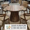 MEJA MAKAN JATI ZAVID Meja Makan Bulat Denpasar Kayu Jati Asli, Elegan dan Tahan Lama