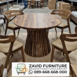 MEJA MAKAN JATI ZAVID Meja Makan Bulat Denpasar Kayu Jati Asli, Elegan dan Tahan Lama