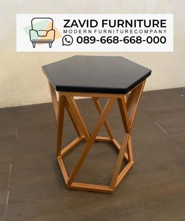 MEJA MINI ZAVID Jual Meja Segi Enam Kaki Emas Termurah di Tangerang - Pesan Sekarang di Zavid Furniture