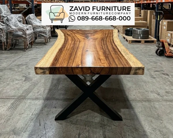 Meja Trembesi Kaki X Tangerang Kayu Utuh Custom dengan Desain Elegan