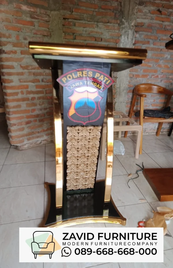 PODIUM ZAVID 2 Podium Surabaya Stainless Kombinasi Kayu Jati