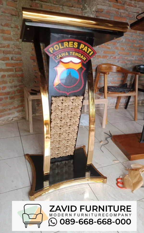 PODIUM ZAVID 22 Podium Surabaya Stainless Kombinasi Kayu Jati