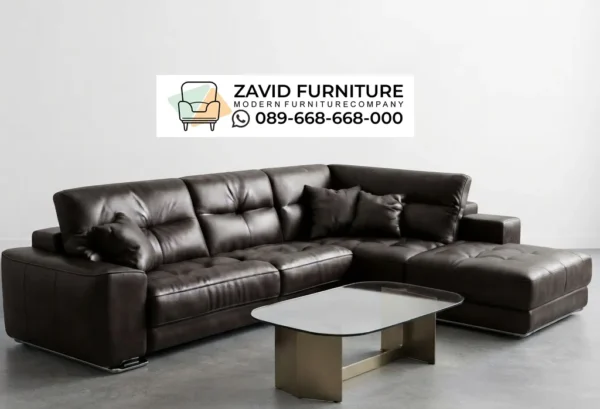 a40a2e98-52e5-477c-b08f-307e84efaab4 Sofa Sudut L-Shape Kulit Asli Mewah Desain Tufted