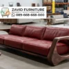 sofa kulit merah Sofa Kulit Asli Premium Rangka Kayu Unik