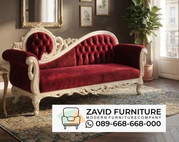sofa merah zavid Jual Sofa Malas Klasik Mewah Warna Merah Marun Desain Ukiran Jepara